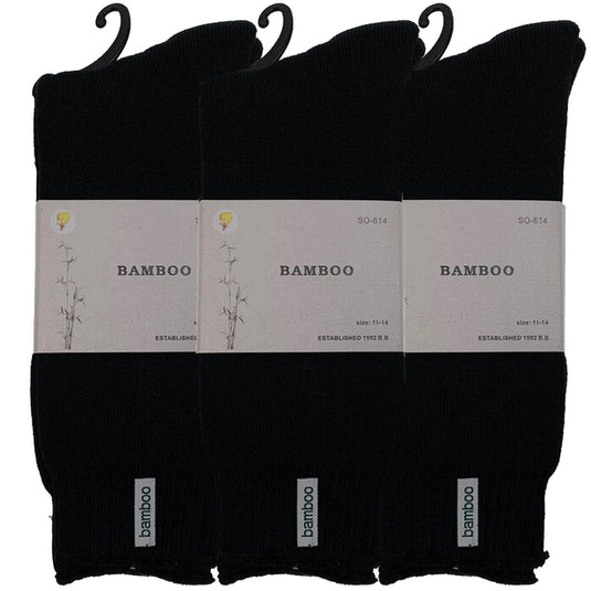 3 Pairs PREMIUM BAMBOO SOCKS Mens Heavy Duty Thick Work Socks BULK Cushion - Black-4
