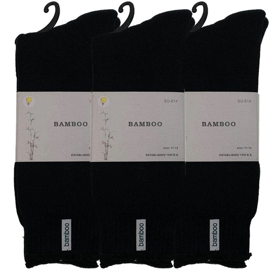 3 Pairs PREMIUM BAMBOO SOCKS Mens Heavy Duty Thick Work Socks BULK Cushion - Black-0