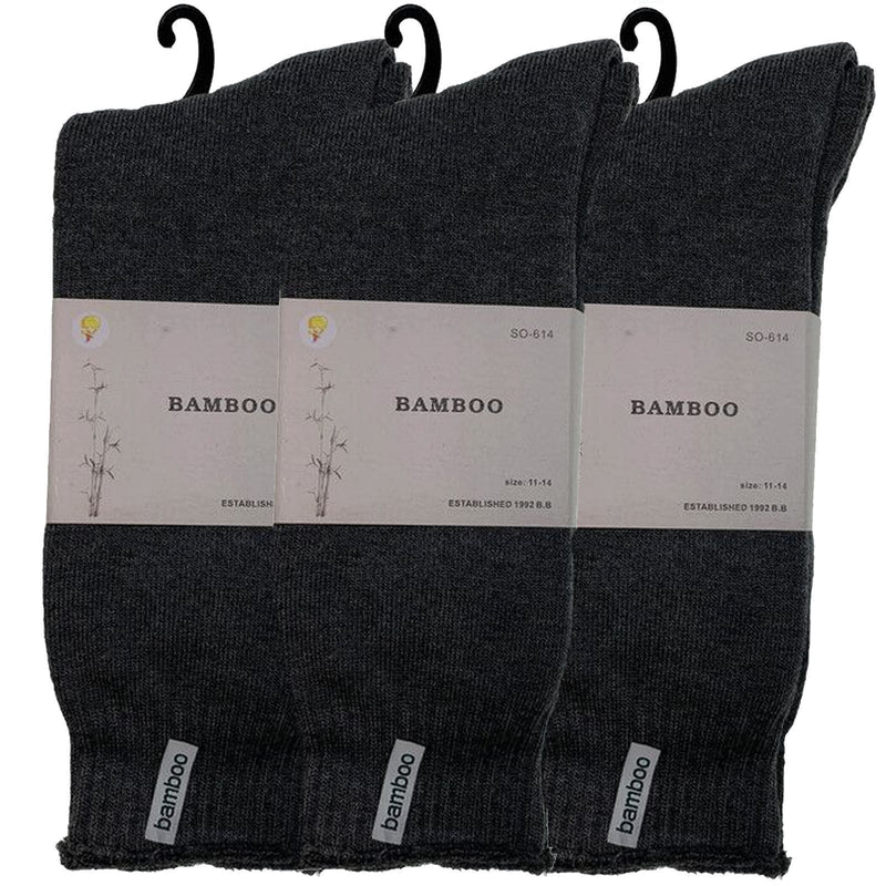 Load image into Gallery viewer, 3 Pairs PREMIUM BAMBOO SOCKS Mens Heavy Duty Thick Work Socks BULK Cushion - Charcoal Grey-0
