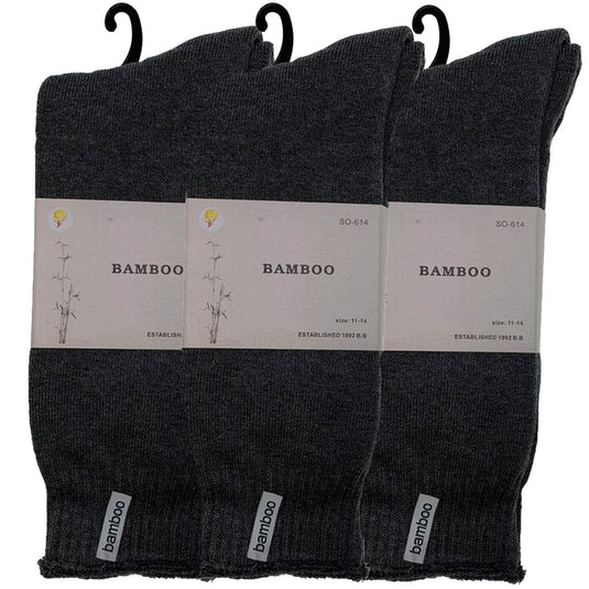 3 Pairs PREMIUM BAMBOO SOCKS Mens Heavy Duty Thick Work Socks BULK Cushion - Charcoal Grey-0