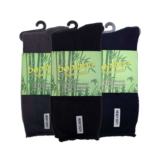3 Pairs PREMIUM BAMBOO SOCKS Mens Heavy Duty Thick Work Socks Cushion BULK-3