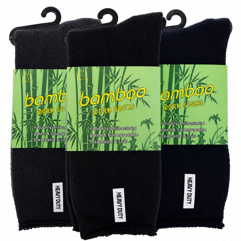 Load image into Gallery viewer, 3 Pairs Mens Bamboo Rich Work Socks Thick Cushioned Anti Odour - Assorted-0
