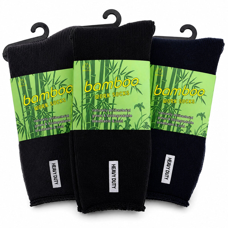 Load image into Gallery viewer, 3 Pairs Mens Bamboo Rich Work Socks Thick Cushioned Anti Odour - Assorted-2
