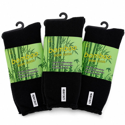 3 Pairs Mens Bamboo Rich Work Socks Thick Cushioned Anti Odour - Black-2