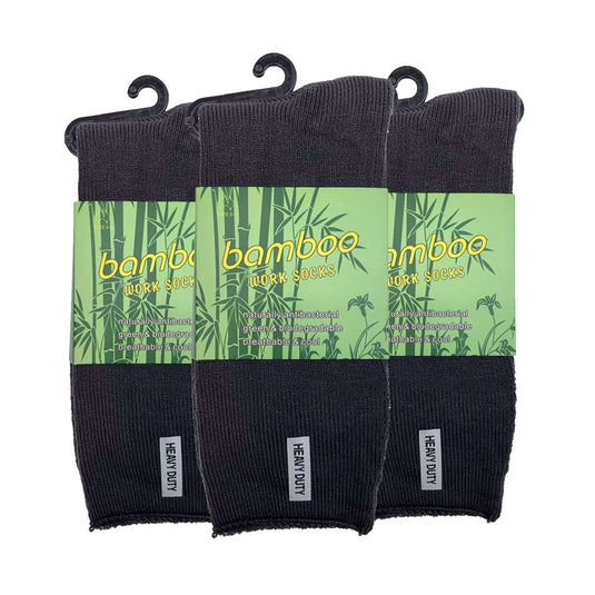 3 Pairs PREMIUM BAMBOO SOCKS Mens Heavy Duty Thick Work Socks Cushion BULK-8