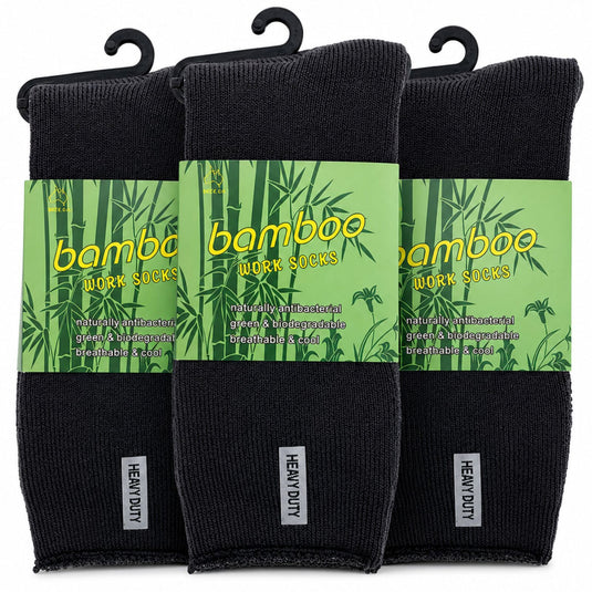 3 Pairs Mens Bamboo Rich Work Socks Thick Cushioned Anti Odour - Charcoal Grey-1