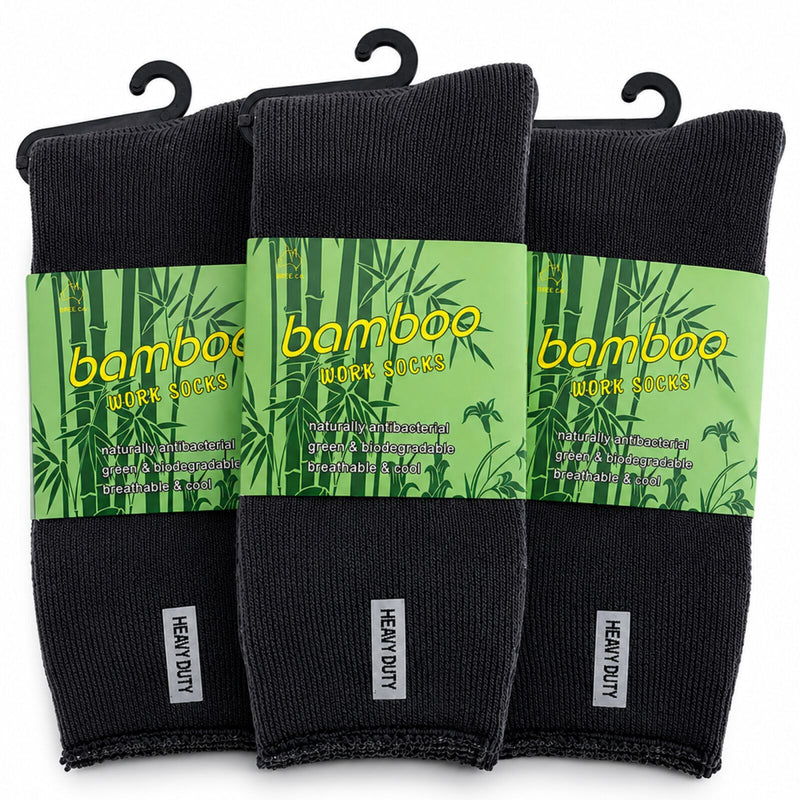 Load image into Gallery viewer, 3 Pairs Mens Bamboo Rich Work Socks Thick Cushioned Anti Odour - Charcoal Grey-2
