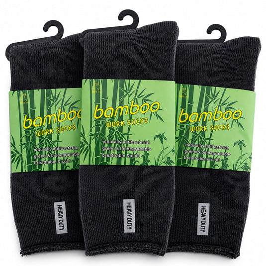 3 Pairs Mens Bamboo Rich Work Socks Thick Cushioned Anti Odour - Charcoal Grey-2