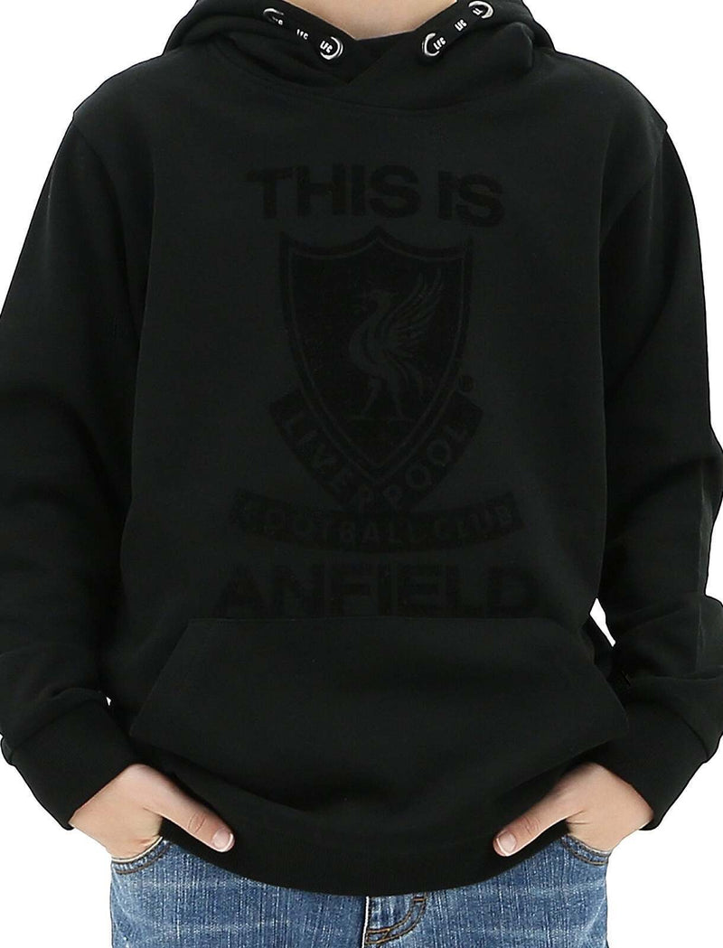 Load image into Gallery viewer, Liverpool FC Youth Boys Hoodie Jumper LFC Anfield Hoody - Black-3
