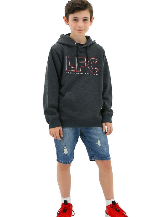 Liverpool FC Youth Boys Hoodie Jumper LFC Anfield Hoody - Grey-0