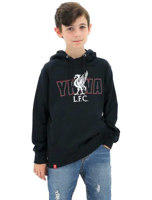 Liverpool FC Youth Boys Hoodie Jumper LFC YNWA Firebird Hoody - Navy-0