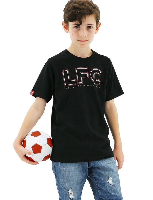 Liverpool FC Youth Boys Youll Never Walk Alone T-Shirt Top Tee Soccer - Black-0