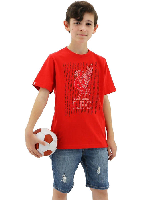 Liverpool FC Youth Boys Liverbird Crew T Shirt Top Tee Soccer LFC - Red-1