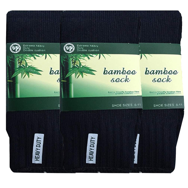 Load image into Gallery viewer, 3 Pairs BAMBOO SOCKS Mens Heavy Duty Premium Thick Work Socks Cushion BULK - Navy Blue-2
