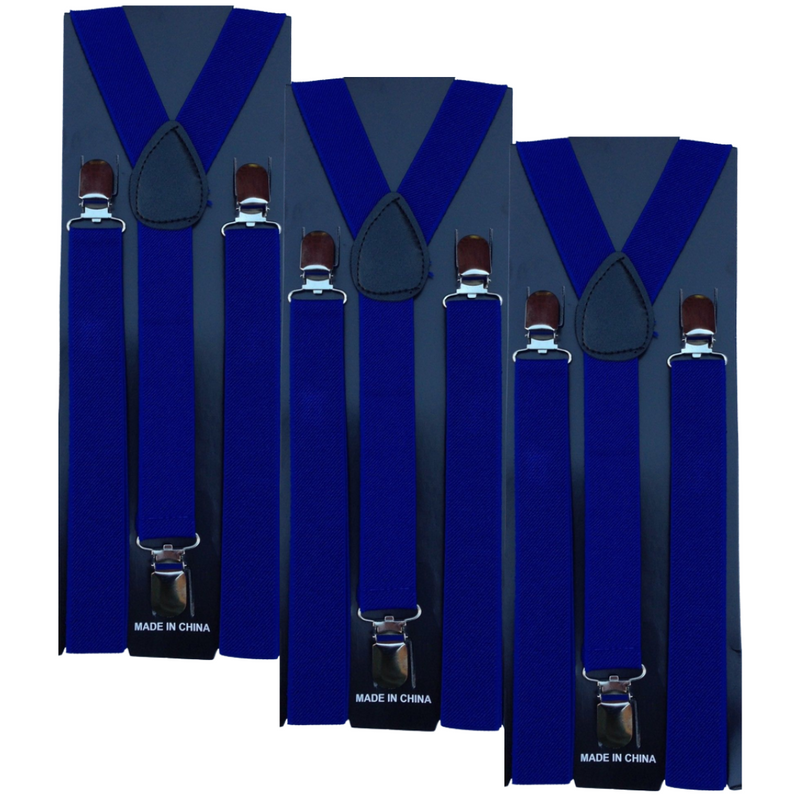 Load image into Gallery viewer, 3x Mens Suspenders Braces Adjustable Strong Clip On Elastic Formal Wedding Slim - Blue-0
