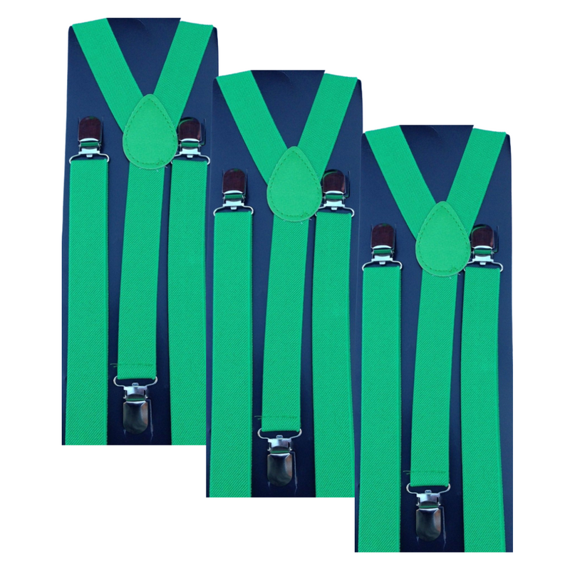 Load image into Gallery viewer, 3x Mens Suspenders Braces Adjustable Strong Clip On Elastic Formal Wedding Slim - Green-1
