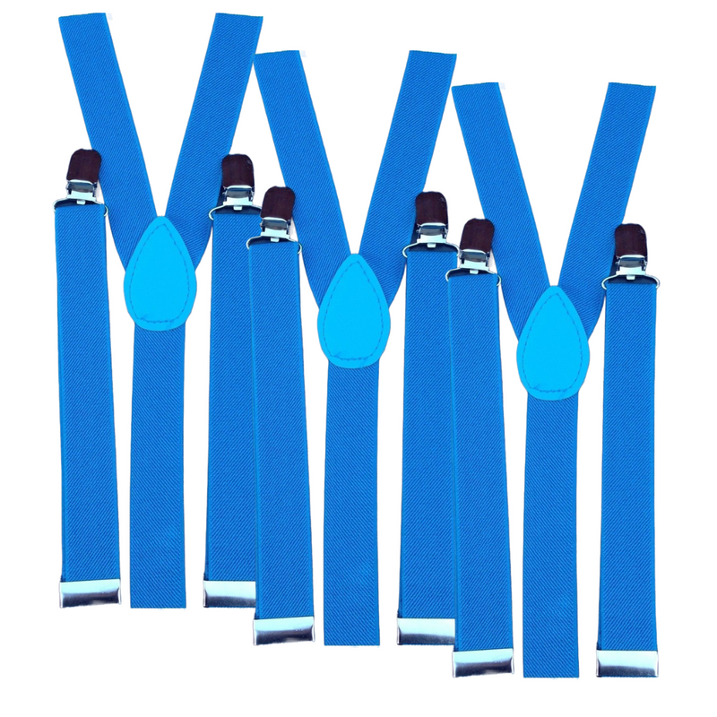 Load image into Gallery viewer, 3x Mens Suspenders Braces Adjustable Strong Clip On Elastic Formal Wedding Slim - Sky Blue-1
