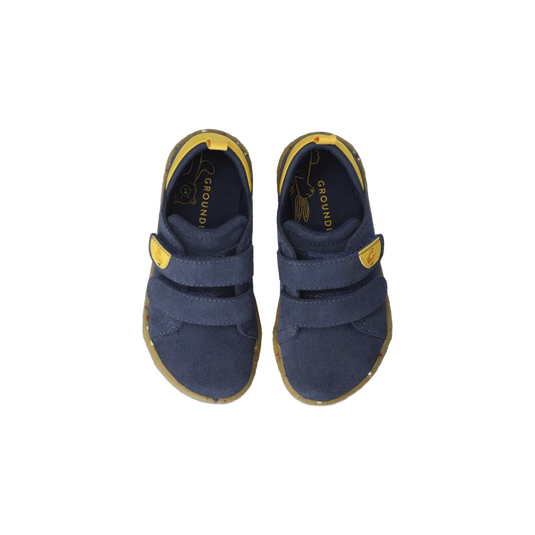 Groundies Malmö Kids' Barefoot Sneakers – Navy/Yellow