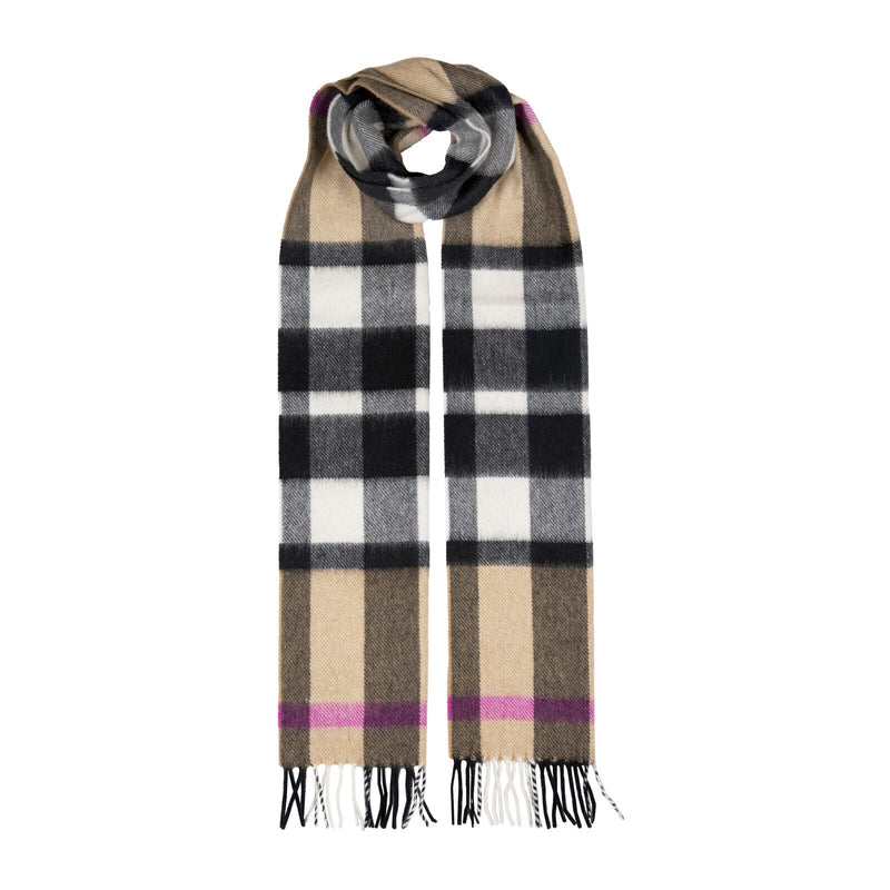 Load image into Gallery viewer, Dents Heritage Plaid Check Cashmere Scarf with Tassels and Gift Box in Camel-1
