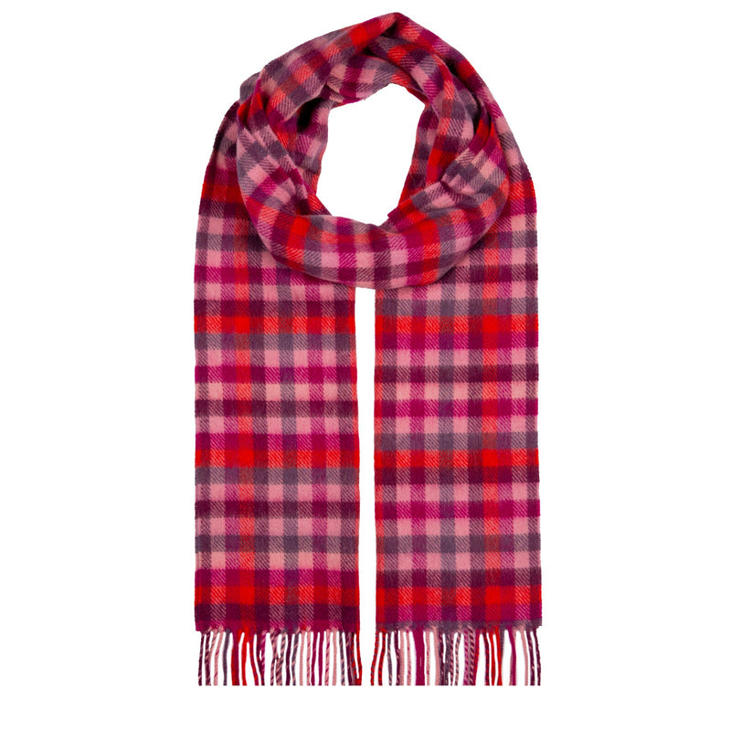 Load image into Gallery viewer, Dents Heritage Plaid Check Cashmere Scarf with Tassels and Gift Box in Scarlet Red-0
