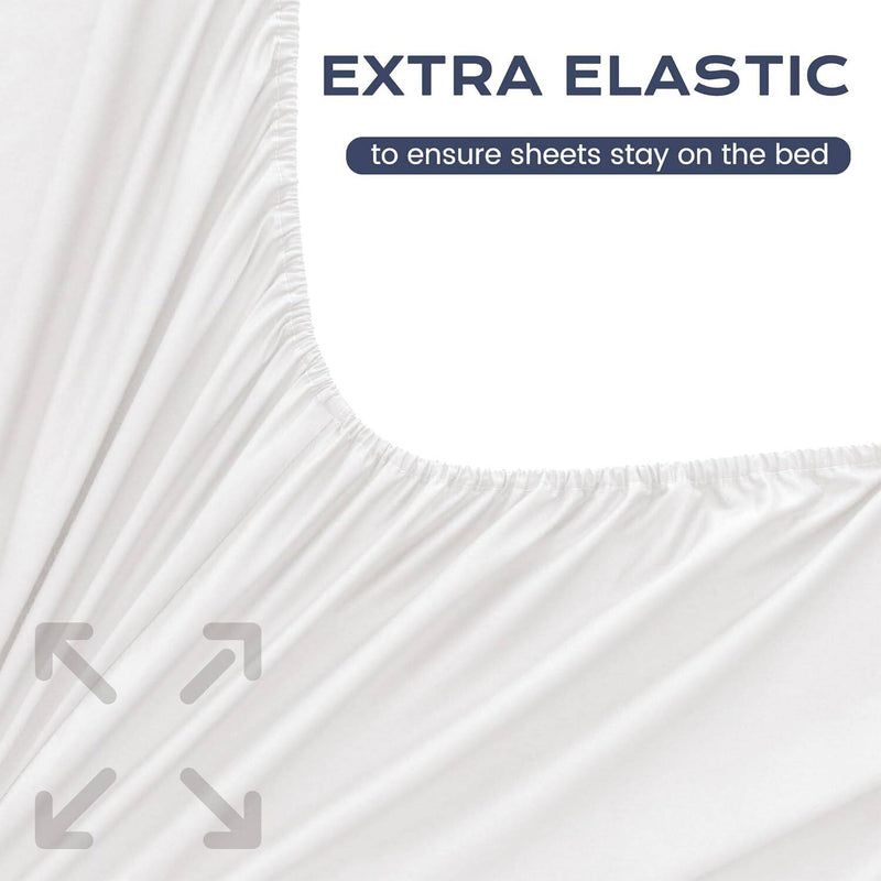 Load image into Gallery viewer, 400TC Thread Count Queen 100% Cotton Fitted Bed Sheet &amp; 2 Pillow Case Set in White-2
