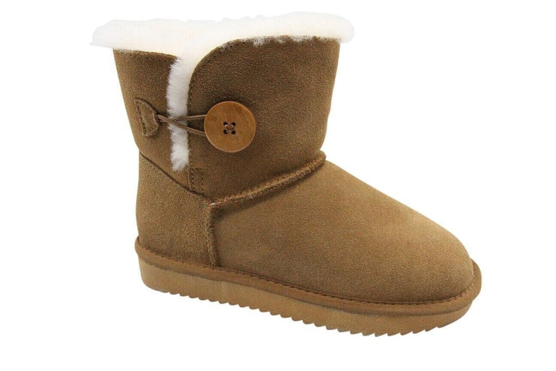 Load image into Gallery viewer, Grosby Womens Button UGG Boots Sheepskin Water Resistant Ankle Shoes Slippers - Chestnut-3
