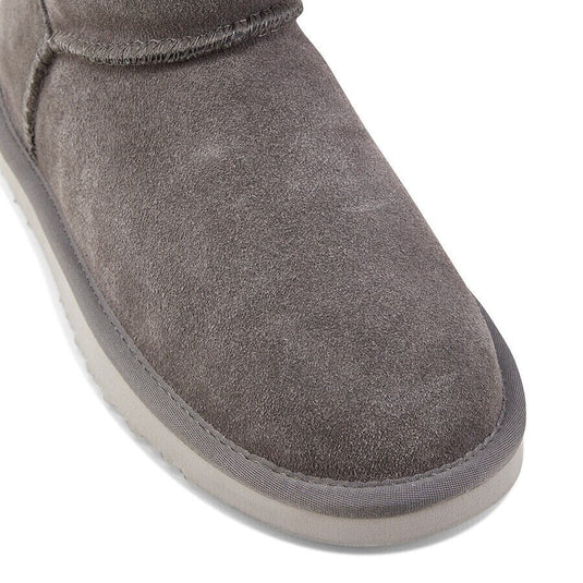Grosby Womens Button UGG Boots Sheepskin Water Resistant Ankle Shoes Slippers - Dark Grey-3