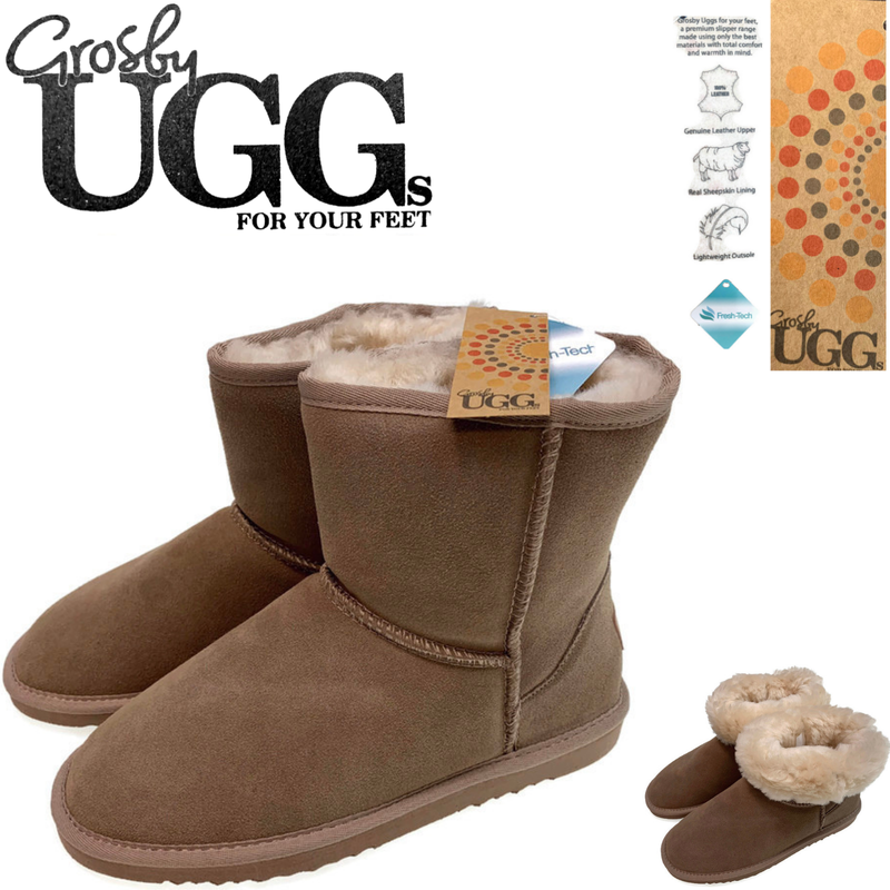 Load image into Gallery viewer, GROSBY Jillaroo Ladies UGG Boots Genuine Sheepskin Suede Leather High Classic Moccasins - Mushroom-1
