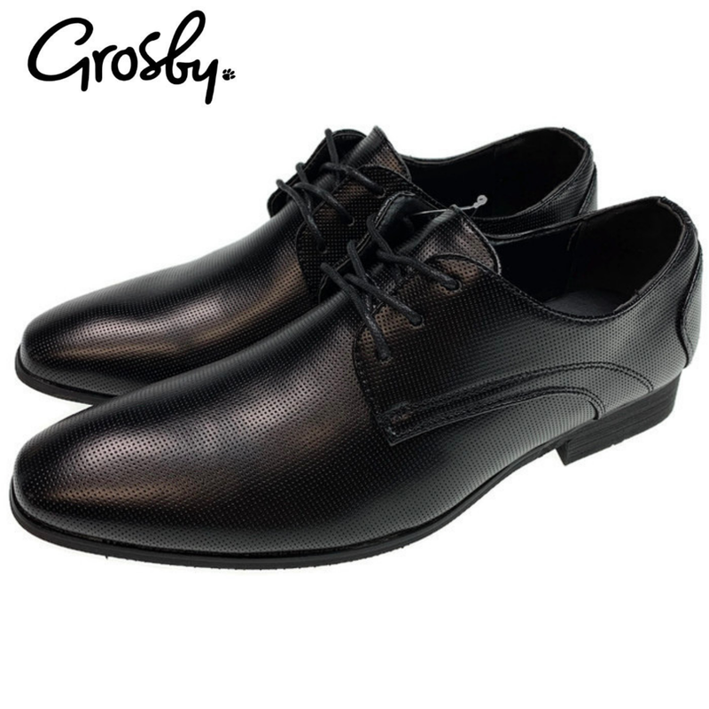 Load image into Gallery viewer, Grosby Mens Aaron Lace Up Shoes Formal Dress Synthetic Leather - Black-1

