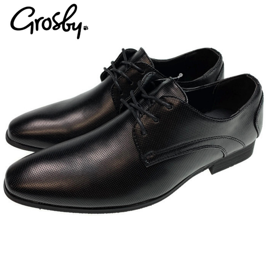 Grosby Mens Aaron Lace Up Shoes Formal Dress Synthetic Leather - Black-1