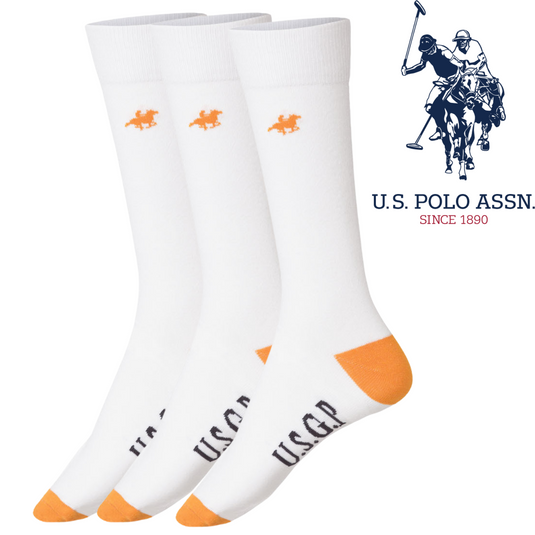 Livergy Mens Crew Socks - White/Orange- 1 Pack of 3-1