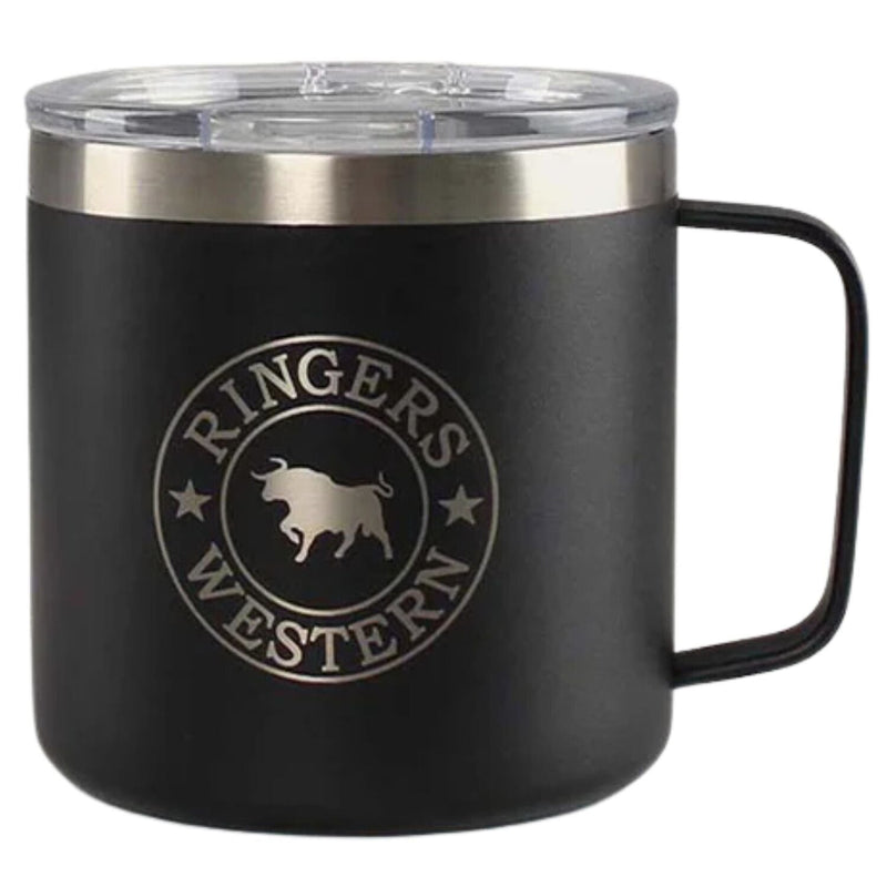 Load image into Gallery viewer, Ringers Western Brew Mug 414ml Stainless Steel Insulated with Lid in Black-0
