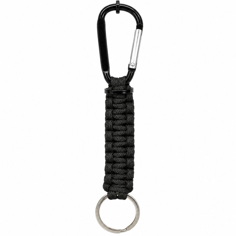 Load image into Gallery viewer, Paracord Keychain w/ Key Ring &amp; Carabiner Clip Cable Holder-0
