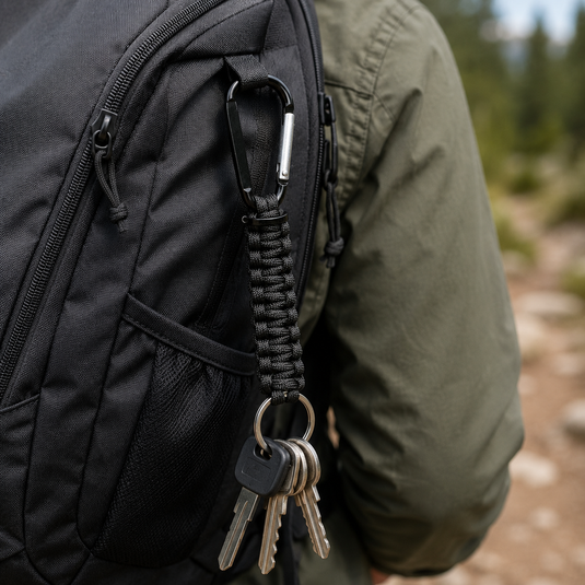 Paracord Keychain w/ Key Ring & Carabiner Clip Cable Holder-2