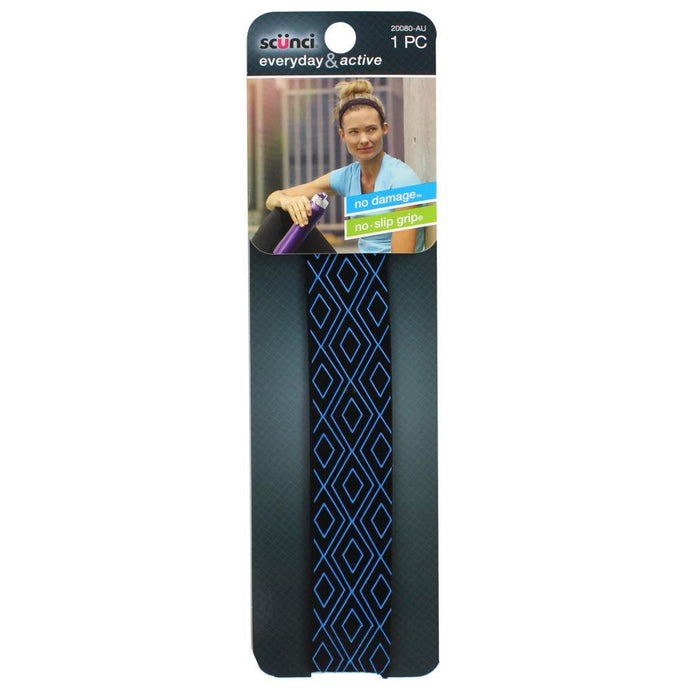 Scunci 3 mm 1pk Printed No Slip Waistband Headwraps - Black w/ Lime Diamond-0