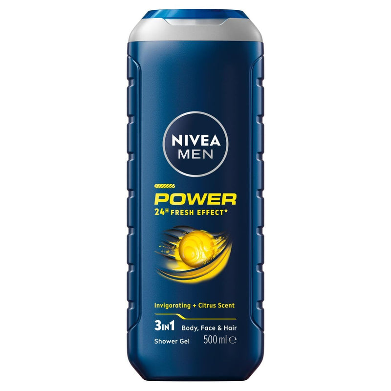 Load image into Gallery viewer, NIVEA Men Power Fresh 3-in-1 Shower Gel Body Face Hair 500ml 24H Fresh Effect-0
