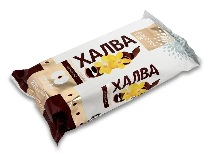 Load image into Gallery viewer, 270g Zolotoi Vek Sunflower Halva "Fantasy" Fantazia (Cacao Flavoured) - Product of Ukraine-0
