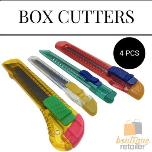 4x BOX CUTTER Knife Retractable Blade Snap Off Razor Durable Opener Slide Lock-4