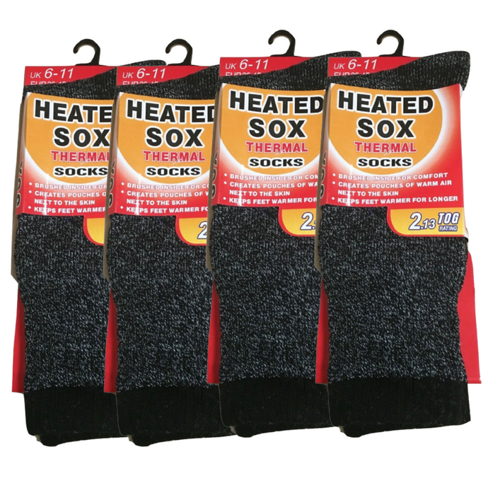 4 Pairs Mens THERMAL HEATED SOCKS Warm Winter Comfort Mens Work Sox Ski BULK - 6-11 UK-0