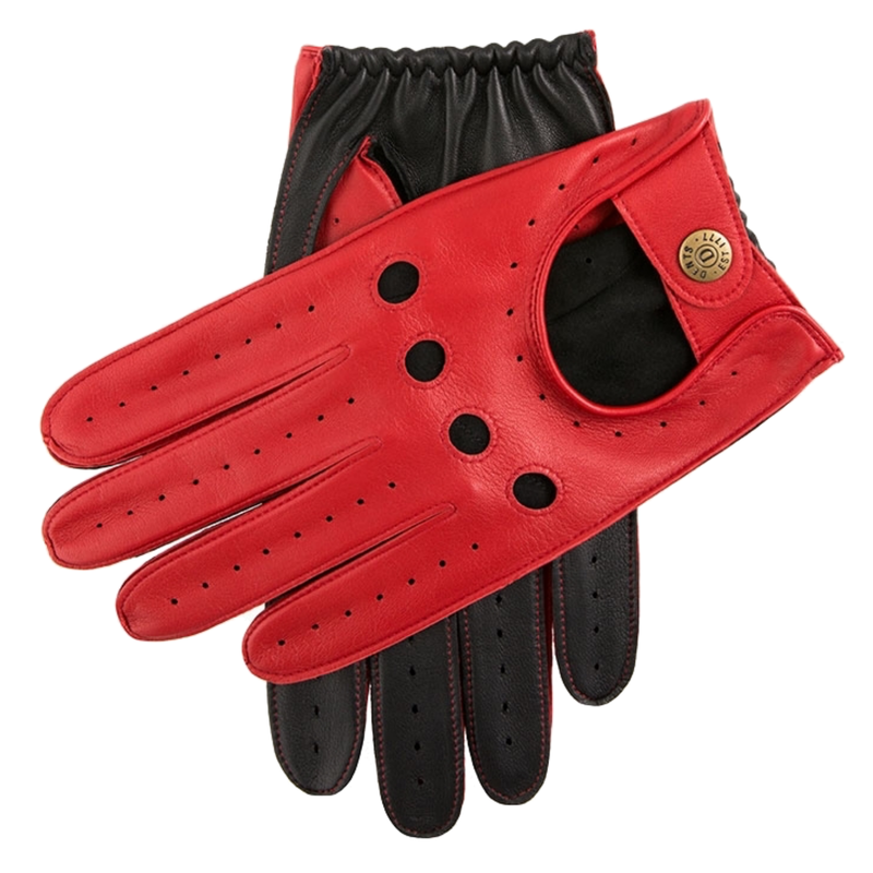 Load image into Gallery viewer, Dents Waverley Mens Leather Driving Gloves Luxury - Berry/Black-1
