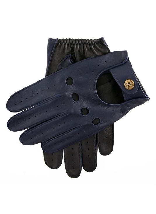Dents Luxury Waverley Mens Leather Driving Gloves - Royal Blue/Black-6