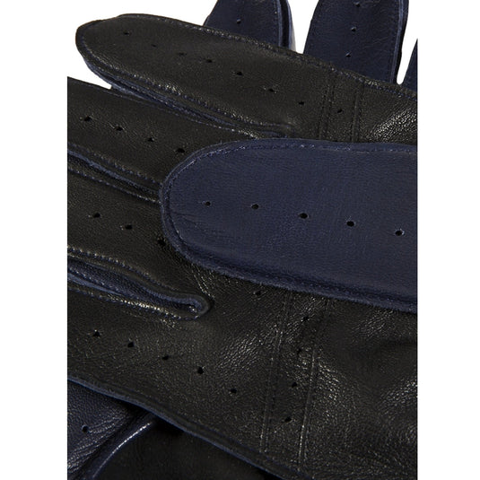Dents Luxury Waverley Mens Leather Driving Gloves - Royal Blue/Black-4