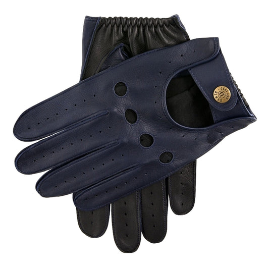 Dents Luxury Waverley Mens Leather Driving Gloves - Royal Blue/Black-1