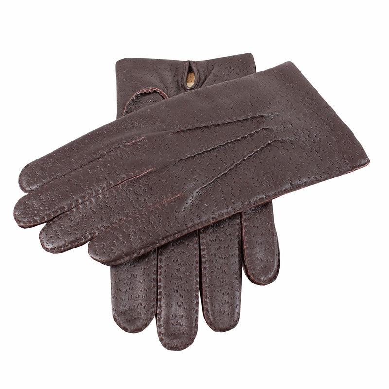 Load image into Gallery viewer, Kent Mens Perforated Leather Gloves 3 Point Stitch Palm Vent Lined - Brown-2
