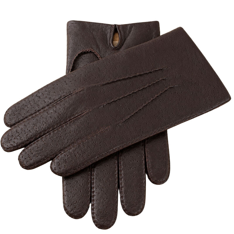 Load image into Gallery viewer, Kent Mens Perforated Leather Gloves 3 Point Stitch Palm Vent Lined - Brown-1
