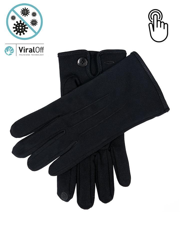 Load image into Gallery viewer, Dents Mens Viral Off Touchscreen Cotton Gloves Anti Viral - Black-1
