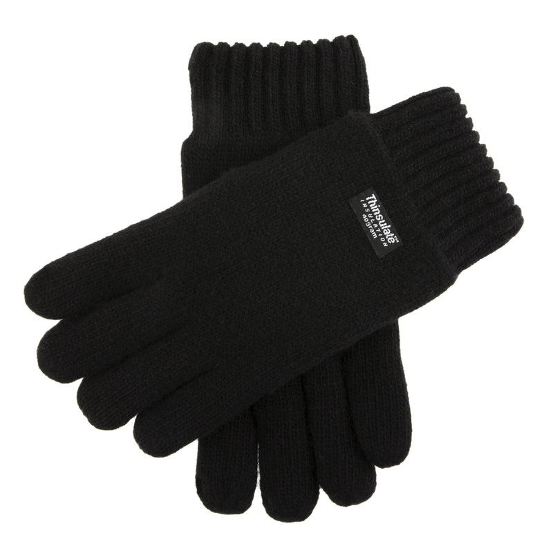 Load image into Gallery viewer, DENTS 3M Thinsulate Mens Black Wool Knit Gloves With Rib Cuff-0
