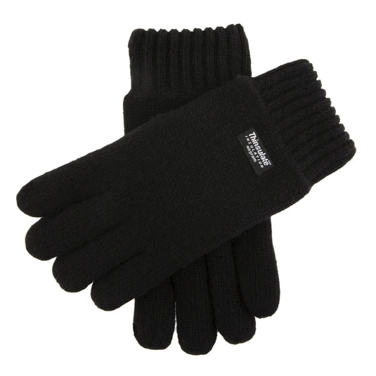 DENTS 3M Thinsulate Mens Black Wool Knit Gloves With Rib Cuff-0