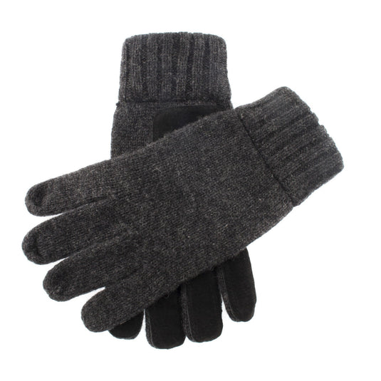 DENTS Mens Stirling Lambswool Blend Knit Gloves With Suede Leather Palm Patch-2