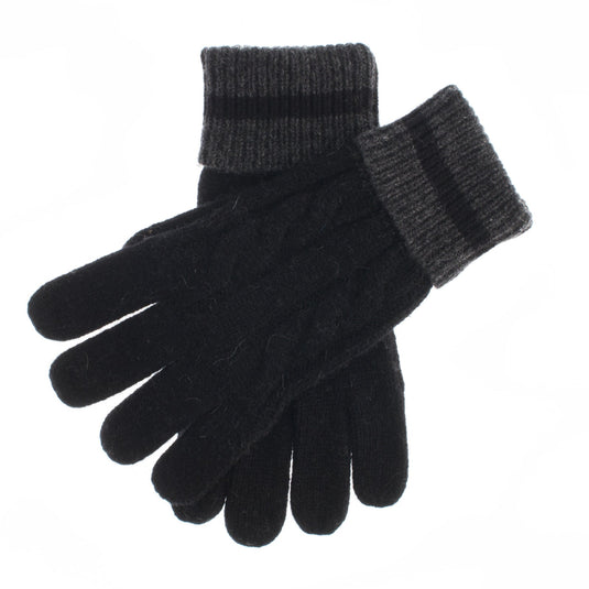 Dents Holwick Mens Cable Knit Goves - Warm Winter Ski - Black/Charcoal-0